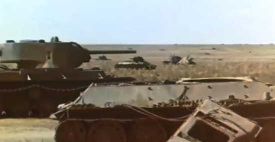 Уничтоженная и оставленная техника РККА в ходе немецкой операции "БЛАУ" (цветная хроника со звуком, 1942)