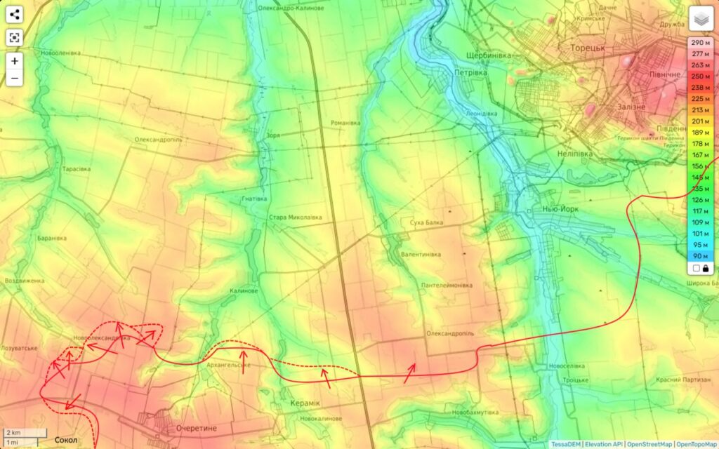 Карта боев Торецкое направление: Новоалександровка.