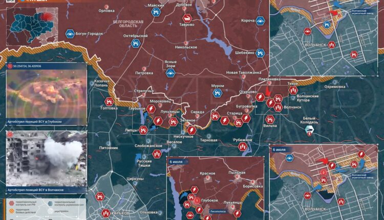 07.07.2024 Бои в Волчанске: Противник стянул резервы и атакует. Сильный бой за Глубокое. Враг очень жестко атакует в попытке вернуть утраченные позиции. Карта боевых действий на Украине. (15 видео)