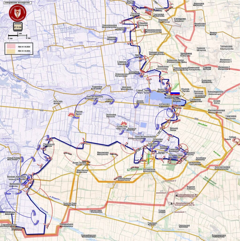 28.11.2024 Тактического окружения Купянска и охват Покровска. Карта боевых действий на Украине. (10 видео)